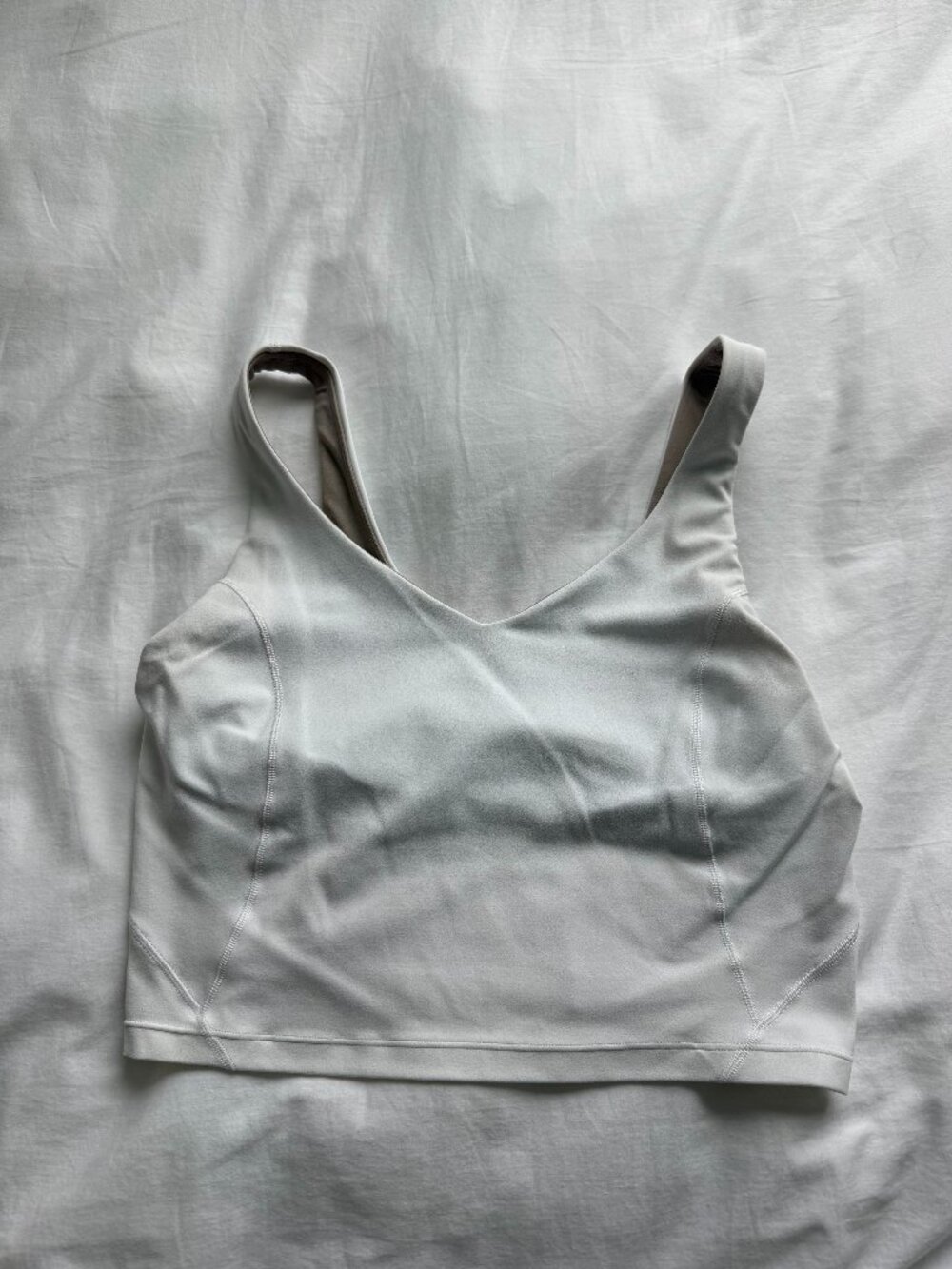 Lululemon White V-Neck Longline Sports Bra Size 8